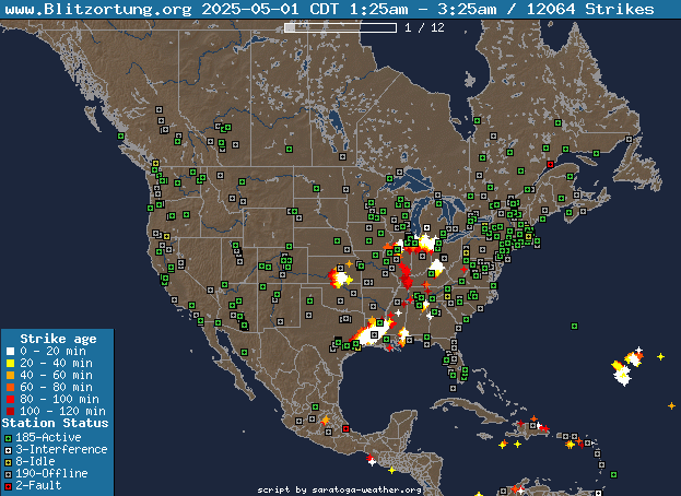 Lightning by Blitzortung network stations